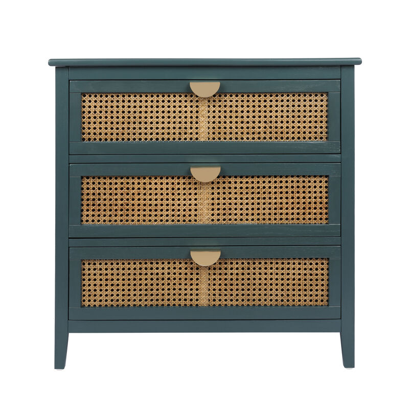 3 Drawer Cabinet, Natural Rattan, American Furniture, Suitable For Bedroom, Living Room, Study
