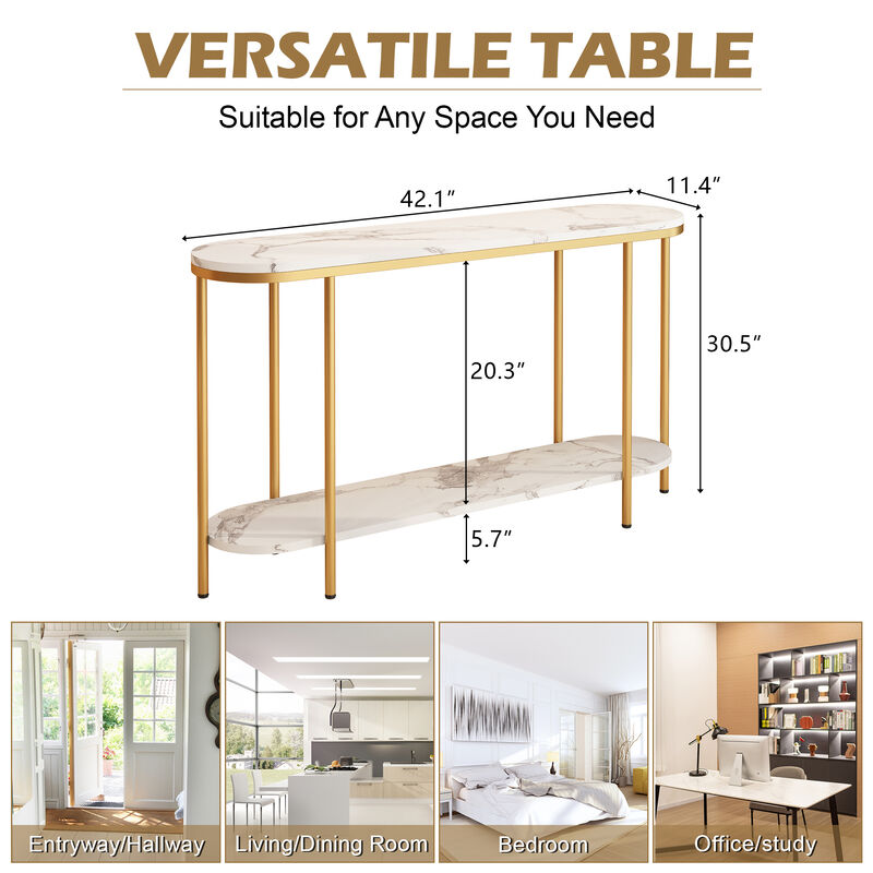 2-Tier Console Table Narrow Entryway Table for Hallway or Living Room Storage and Display