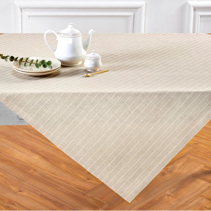 Solino Home 100% Pure Linen Table Throw 52 x 52 Inch | Pinstripe for Valentines