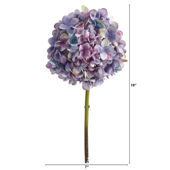 Nearly Natural 19-in Hydrangea Artificial Flower (Set of 3)
