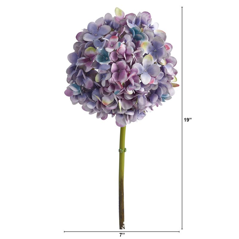 Nearly Natural 19-in Hydrangea Artificial Flower (Set of 3)