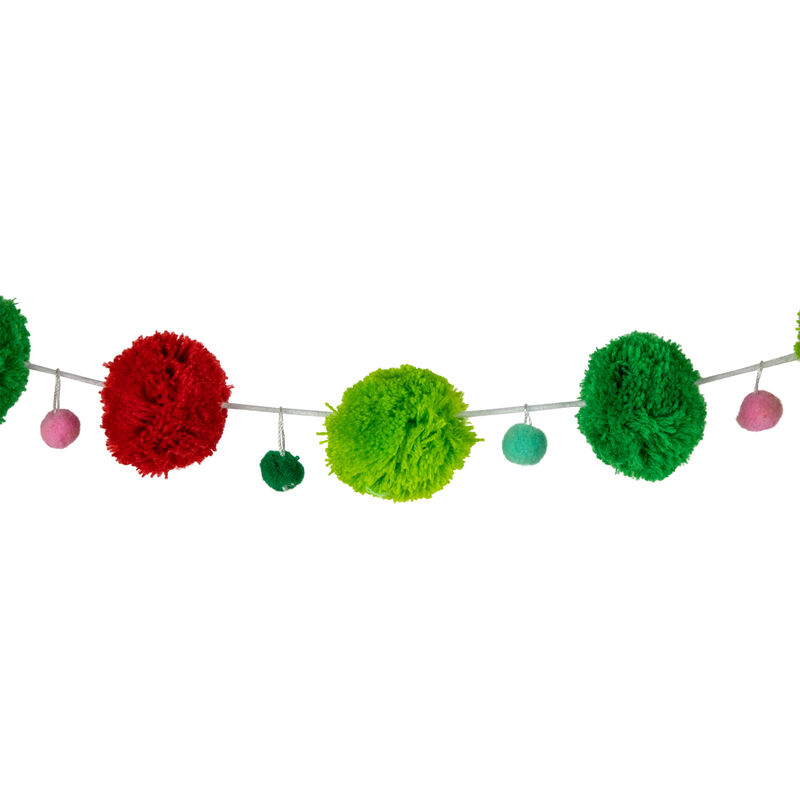 46" Green and Red Christmas Wool Beaded Garland - Unlit