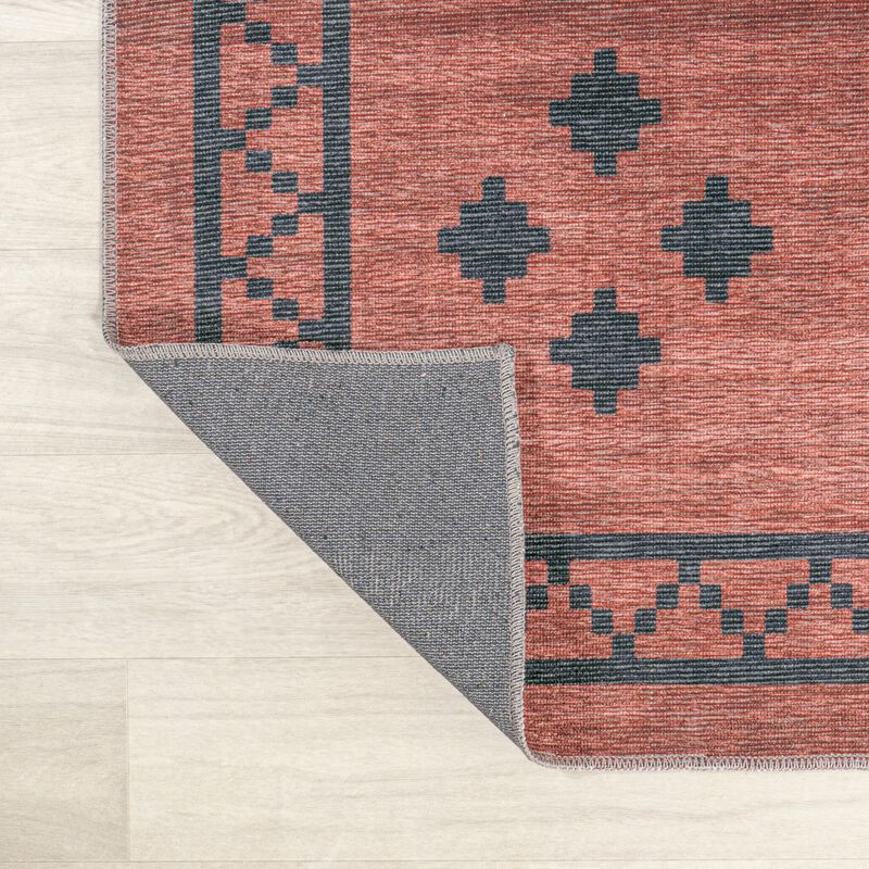 Korsa Geometric Medallion Machine Washable Area Rug