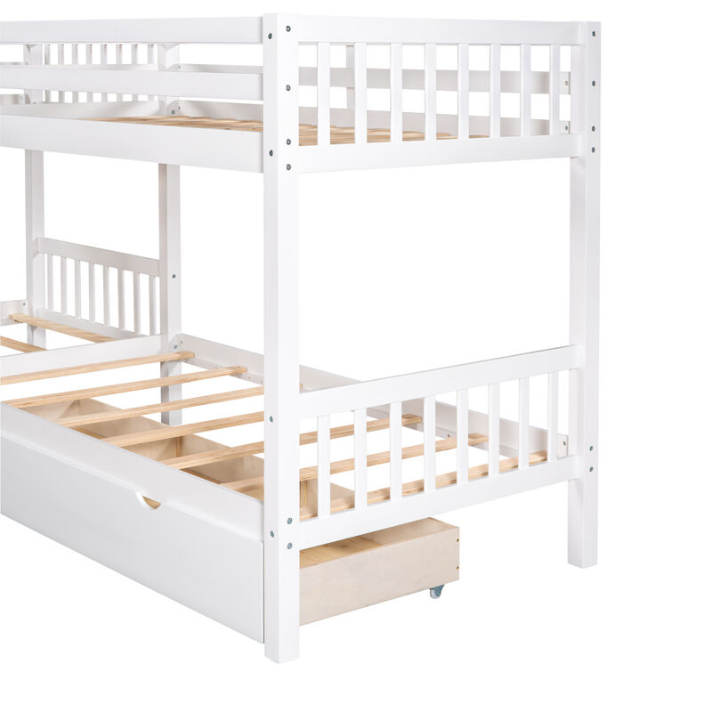 Twin L-Shaped Bunk Bed With Drawers