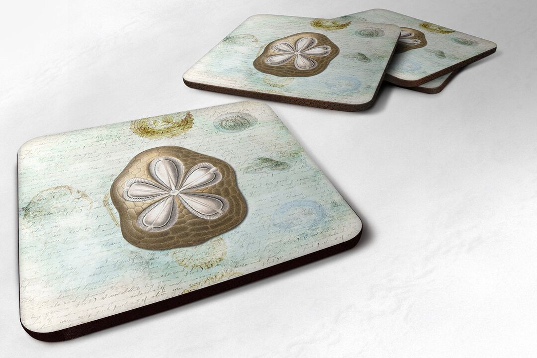 Caroline's Treasures SB3027FC Sand Dollar Foam Coasters (Set of 4), 3.5 H x 3.5 W, Multicolor