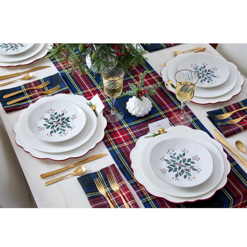 Solino Home 100% Pure Linen Placemats 14 x 19 Inch Set of 4 |Stewart Plaid
