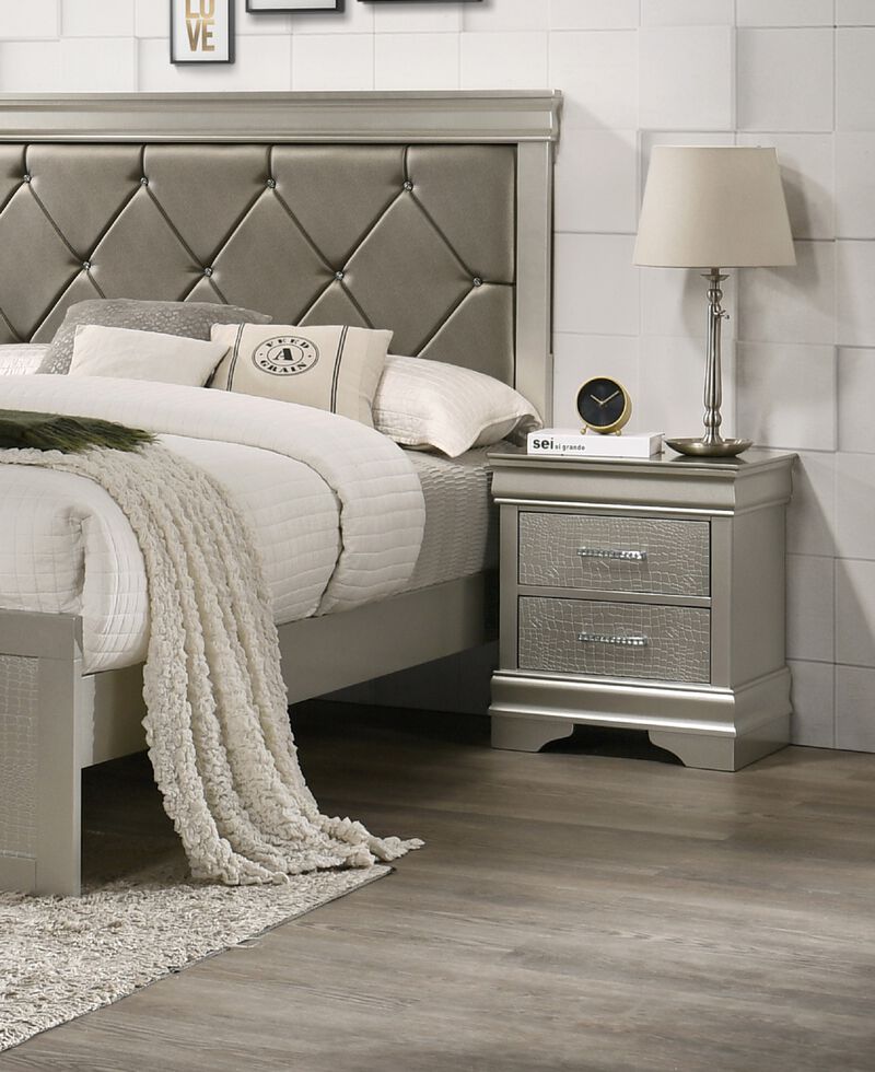 Streamdale Champagne Diamond-Tuft Nightstand
