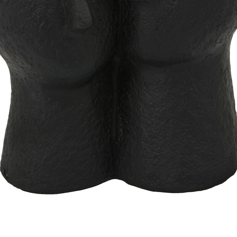Kenny Outdoor Double Head Sculpture, Black Finished Resin, 12 Inch - Benzara