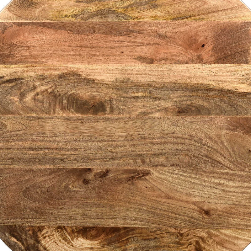Mango Wood Coffee Table In Round Shape, Dark Brown-Benzara