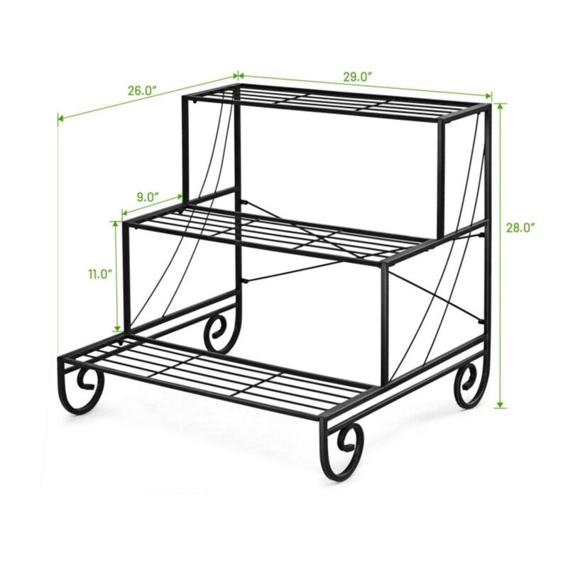 Hivvago 3 Tier Outdoor Metal Garden Planter Holder Shelf