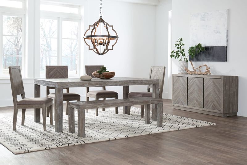 Herringbone Solid Wood Dining Bench