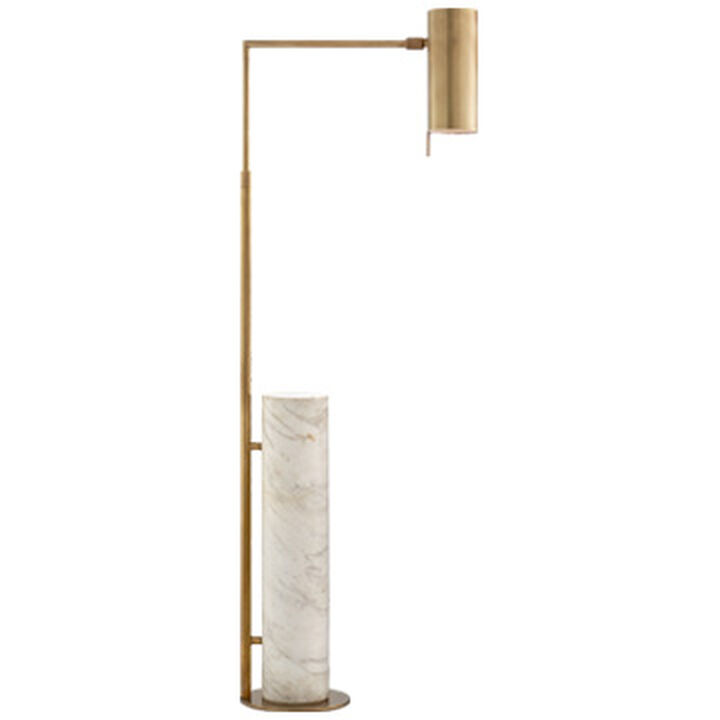 Alma Floor Lamp in Antique-Burnished Brass and White Marble