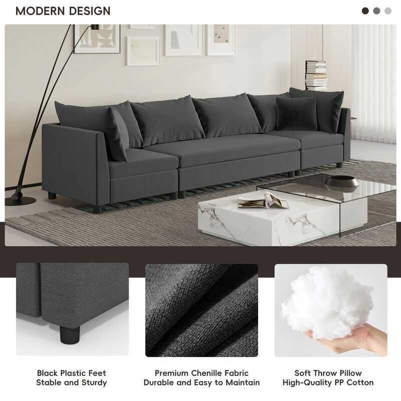 Merax Modern 4 Seats Chenille Sectional Sofa