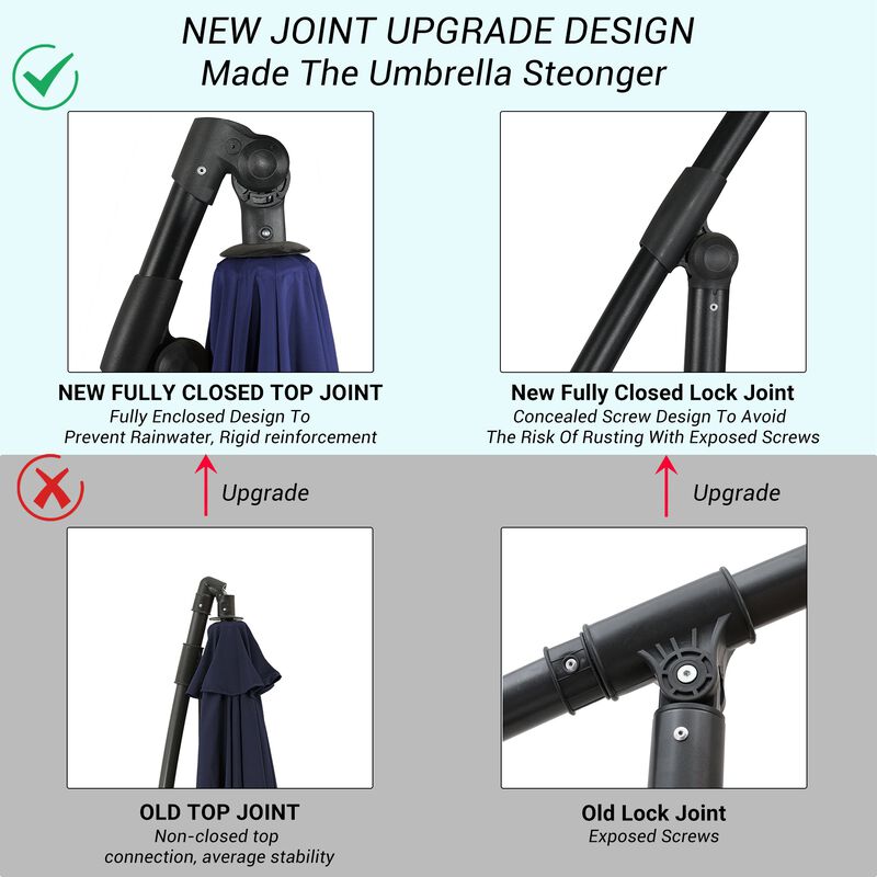 Mondawe 11ft Offset Patio Umbrella with Easy Tilt and Crank 360° Rotate Patio Offset Hanging Outdoor Market Umbrella Cantilever Umbrella