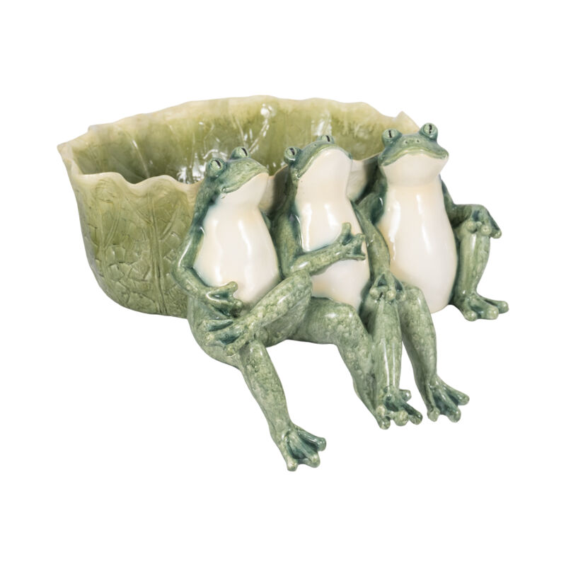 12" Three Sitting Frogs Planter