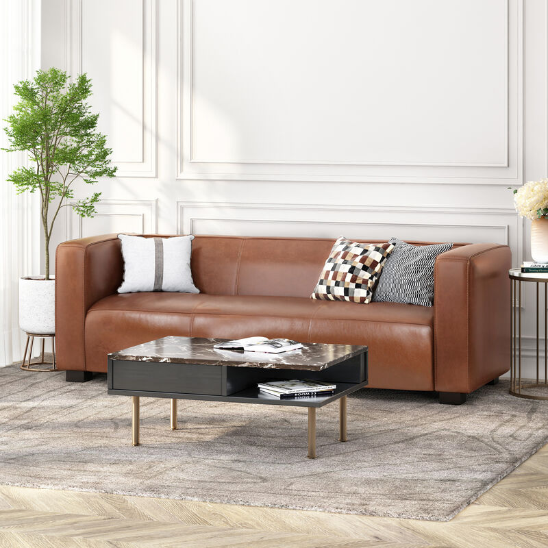 Merax Mid Century PU Leather Sofa Couch