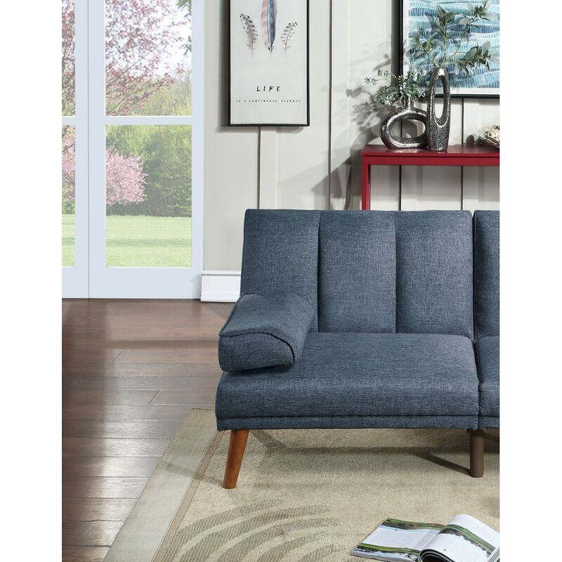 Navy Polyfiber Sectional Sofa with Adjustable Chaise