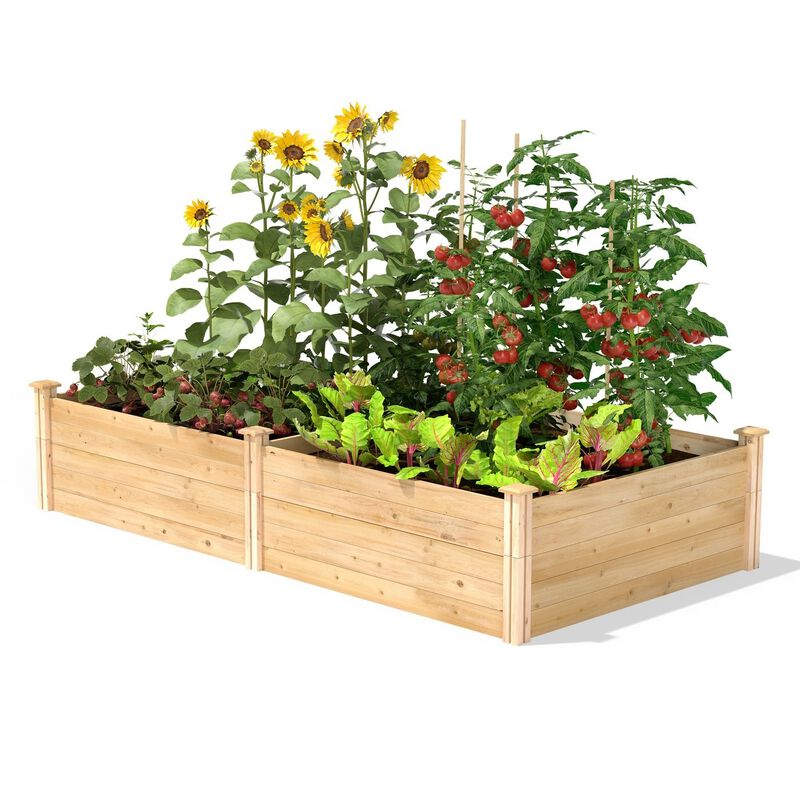 QuikFurn 17-inch High Pine Wood Raised Garden Bed 4 ft x 8 ft