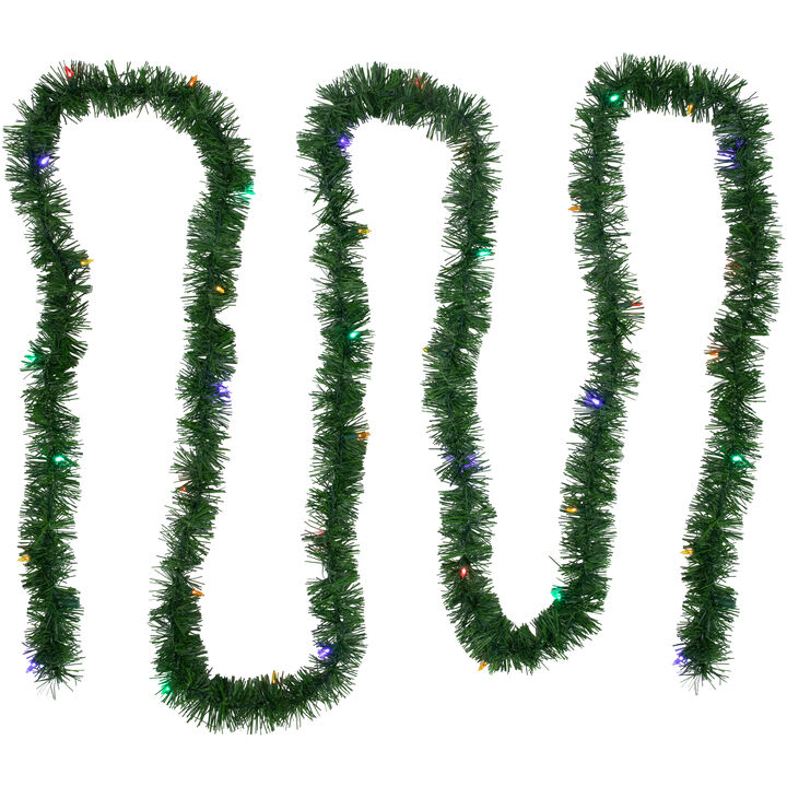 18' x 3" Pre-Lit Pine Artificial Christmas Garland  Multicolor LED Lights