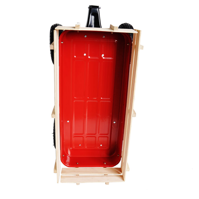 Streamdale Outdoor Sports Wagon w/Wood Panels & Air Tires (Red)