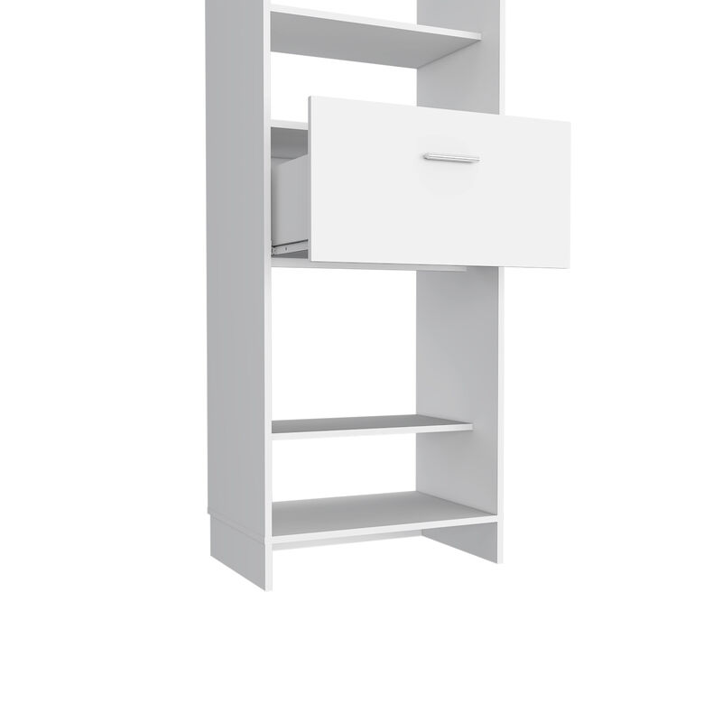 DEPOT E-SHOP Dynamic 150 Closet System, Five Open Shelves, One Drawer, One Metal Rod, Black