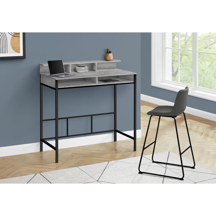 Monarch Specialties I 7703 Computer Desk, Home Office, Standing, Storage Shelves, 48"L, Work, Laptop, Metal, Laminate, Grey, Black, Contemporary, Modern