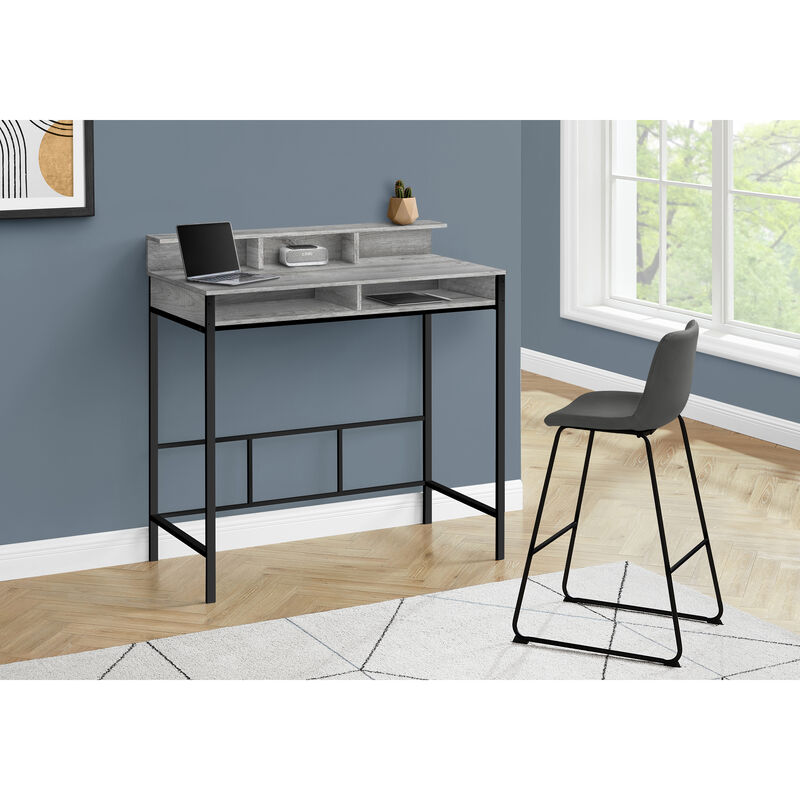 Monarch Specialties I 7703 Computer Desk, Home Office, Standing, Storage Shelves, 48"L, Work, Laptop, Metal, Laminate, Grey, Black, Contemporary, Modern