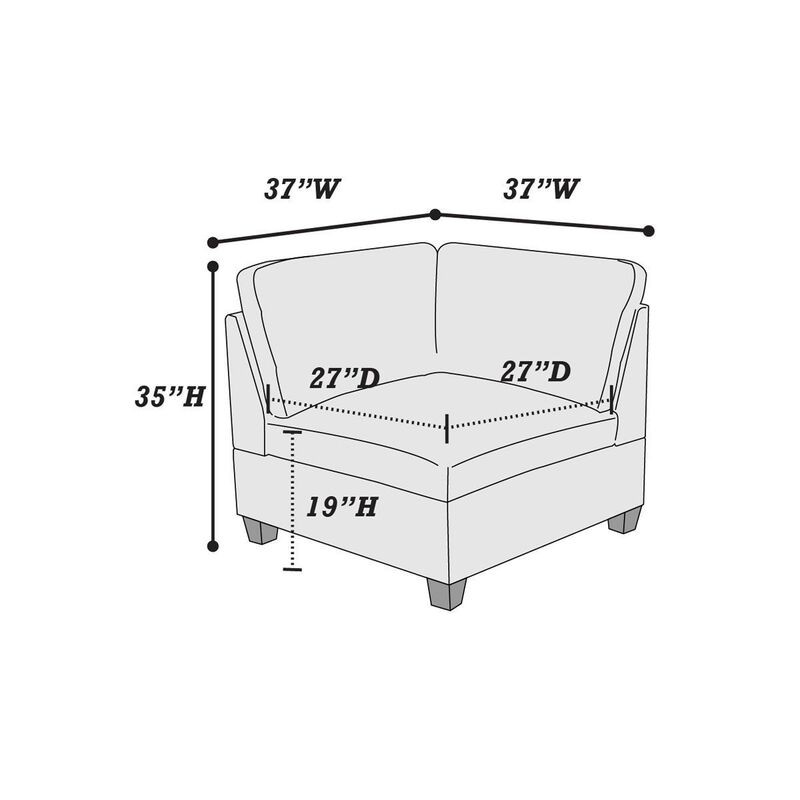 7 Piece Gray Chenille Modular Sectional: U-Sectional, Modern Couch, 2X Corner Wedge, 3X Armless Chairs, 2X Ottoman