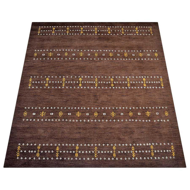 Rugsotic Carpets Hand Knotted Loom Wool 6'x9' Area Rug Contemporary Brown L00588