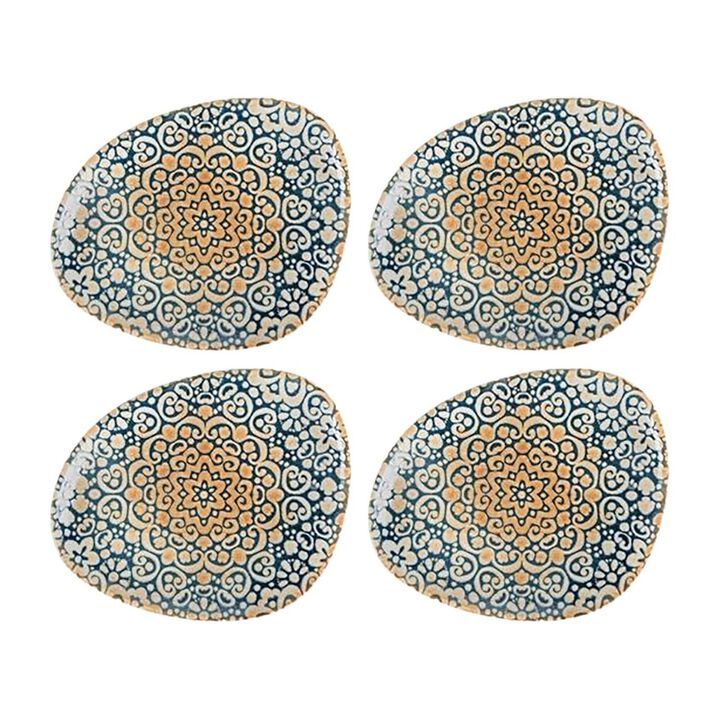 Alhambra 7.5" x 6" Organic Decorated Porcelain Plate (Set of 4)