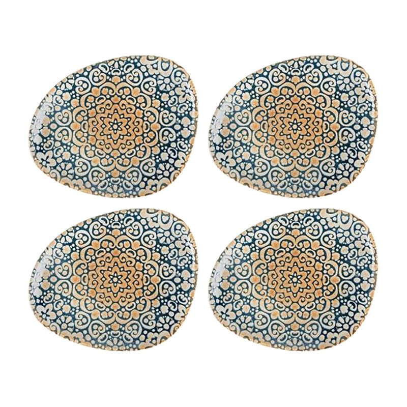 Alhambra 7.5" x 6" Organic Decorated Porcelain Plate (Set of 4)