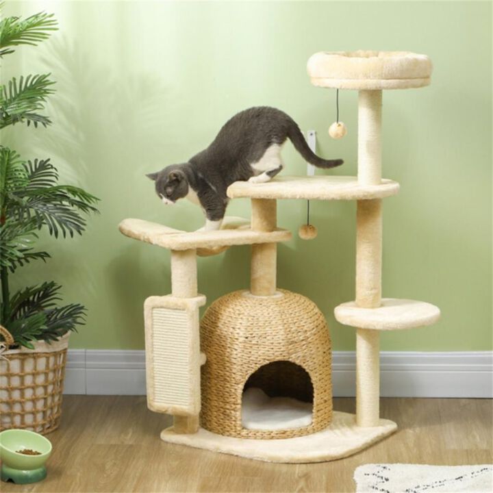 Sturdy Multi-Level Cat Tree with Scratching Posts, Perches, and Hideaway Condos for Cats