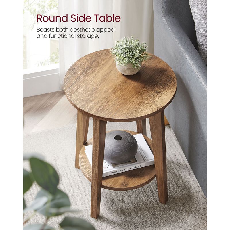 Round End Table with Lower Shelf Stylish and Functional Design