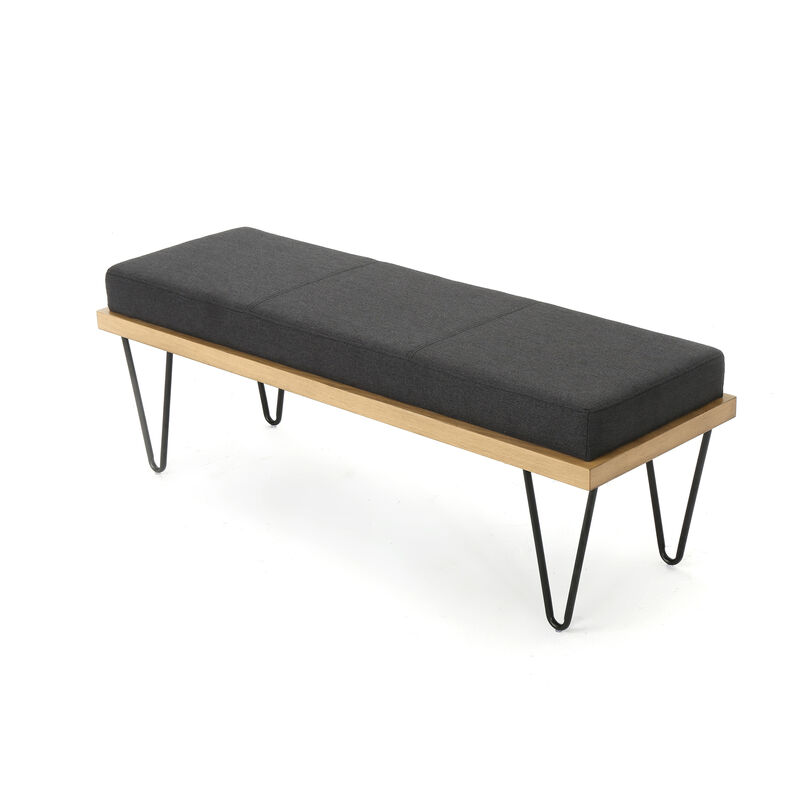 Mid-Century Modern Storage Bench with Hairpin Legs