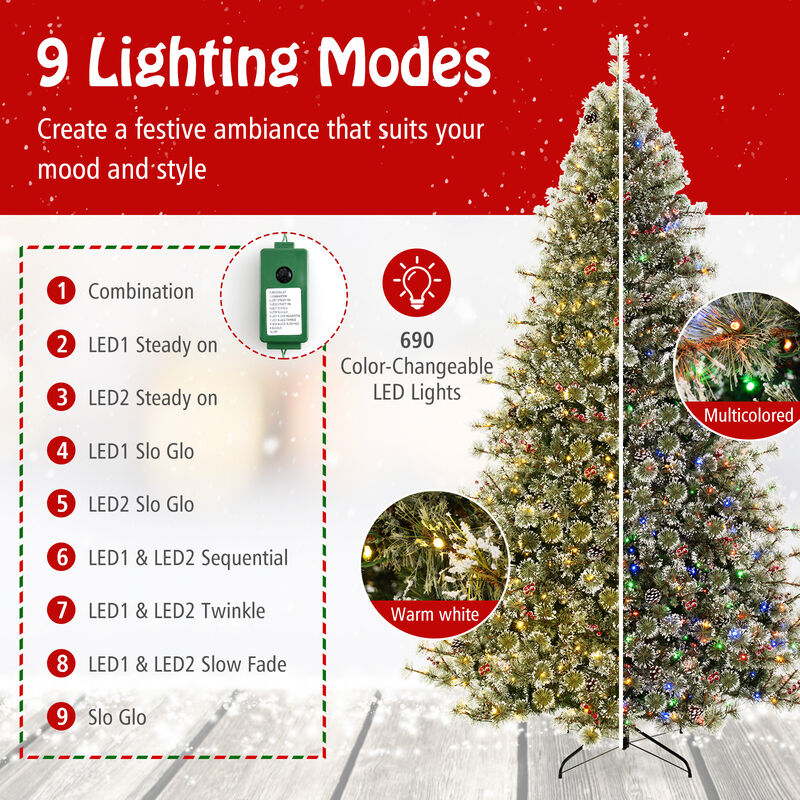 Artificial Christmas Tree Pre-Lit Hinged Holiday Tree with 360° Quick Power Connector