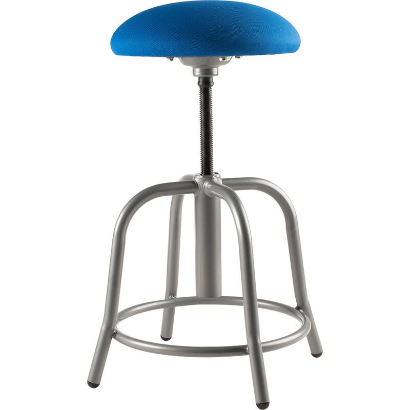 NPS® 18"-25" Height Adjustable Designer Stool, 3" Fabric Padded Cobalt Blue Seat, Grey Frame