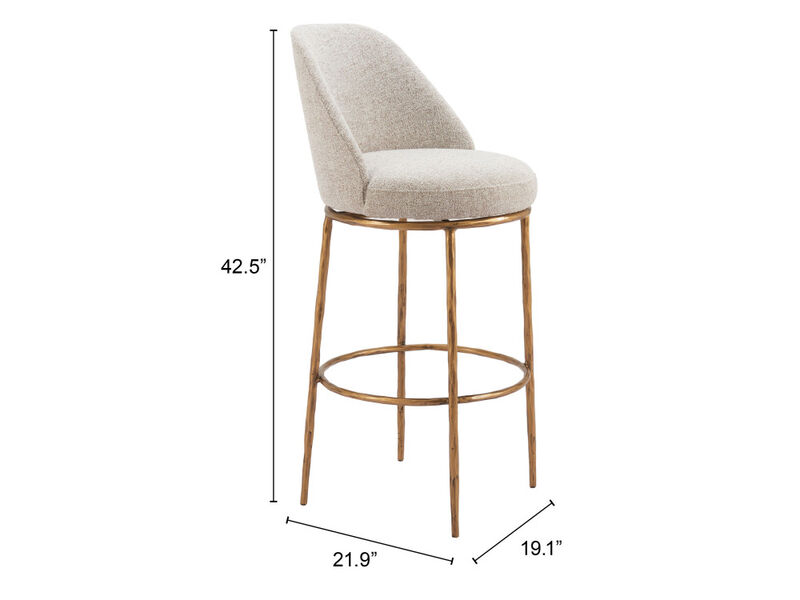 Nordhavn Swivel Barstool Beige & Gold