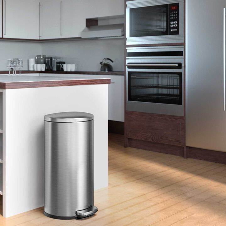 iTouchless 8 Gallon / 30 Liter SoftStep Semi-Round Step Pedal Trash Can