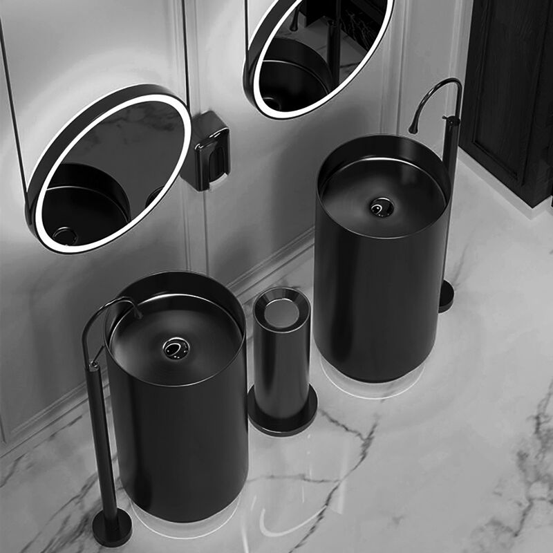 Deluxe stainless steel column basin Black