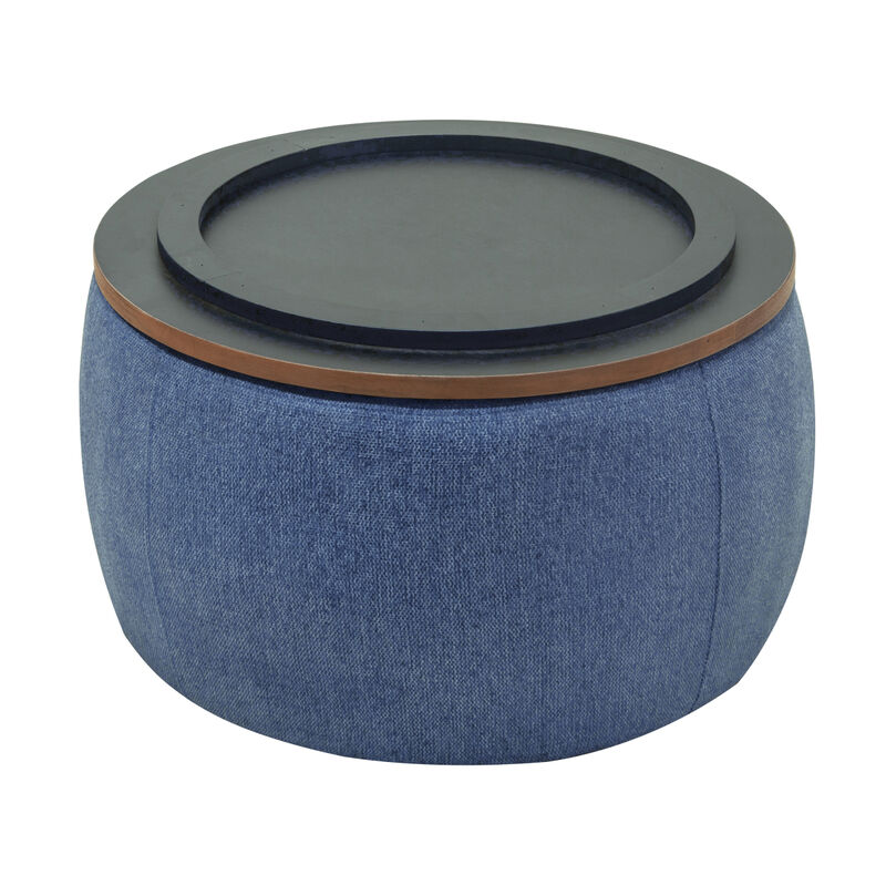Round Storage Ottoman, 2 In 1 Function, Work As End Table And Ottoman