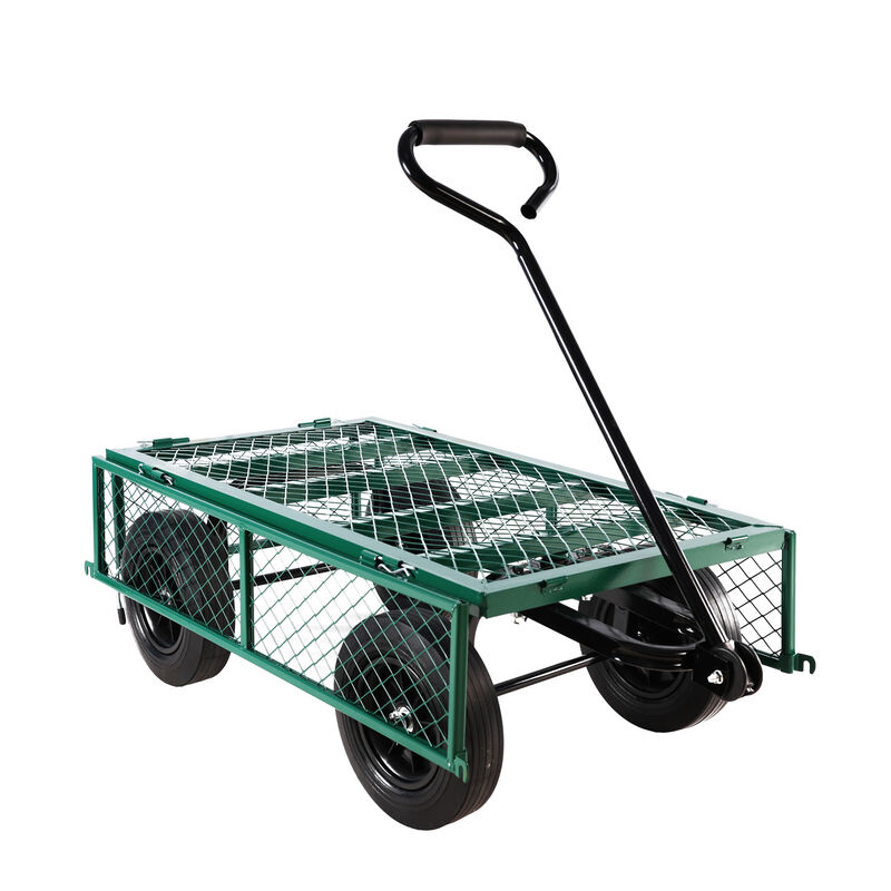 Solid Wheel Tools Cart Wagon, Garden Cart for Effortless Firewood and Heavy Duty Transport