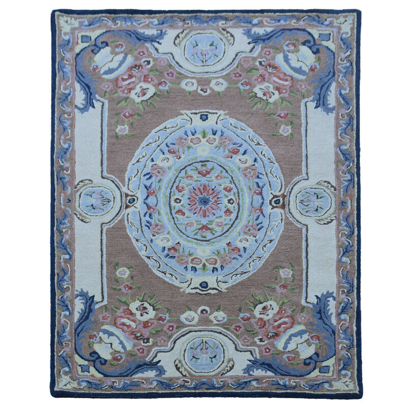 RUGSOTIC CARPETS HAND TUFTED WOOL ECO-FRIENDLY AREA RUGS  - 5'x8', Rectangle Shape, Light Brown, Classic Oriental Traditional  Design, High Pile Thick Handmade Anti Skid Area Rugs (K00S05)
