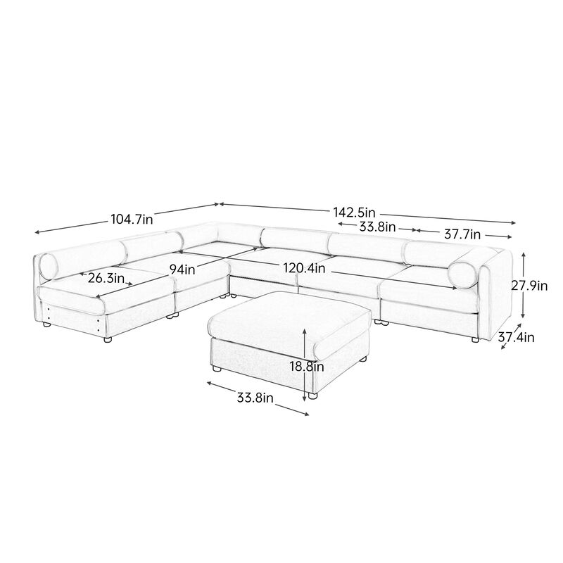Merax Modern Modular Sectional Sofa with Storage