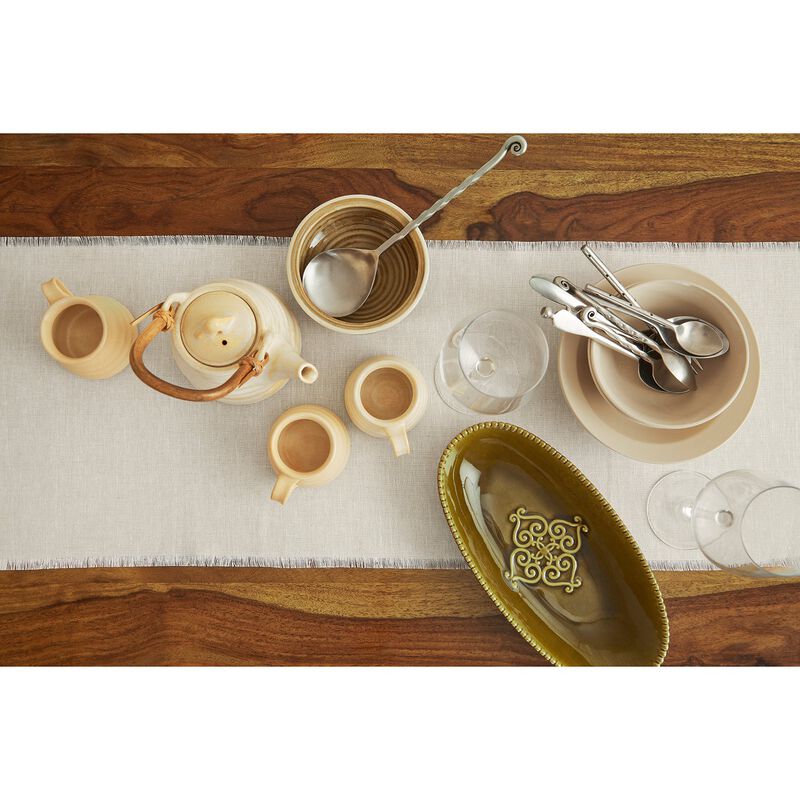Solino Home 100% Pure Linen Table Runner 18 x 90 Inch | Fringe