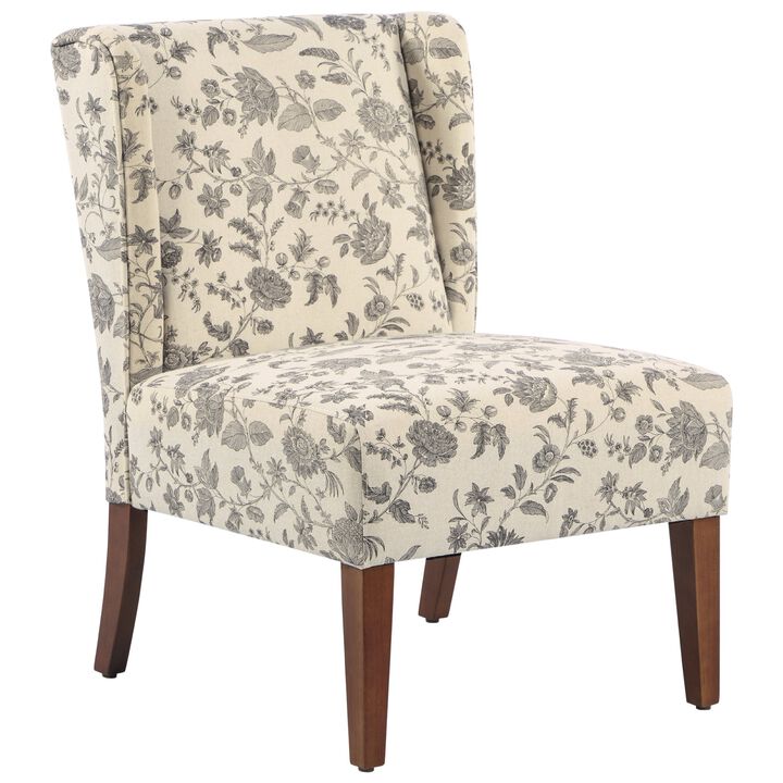 Floral Living Room Seat: Upholstered Armless Accent Chair