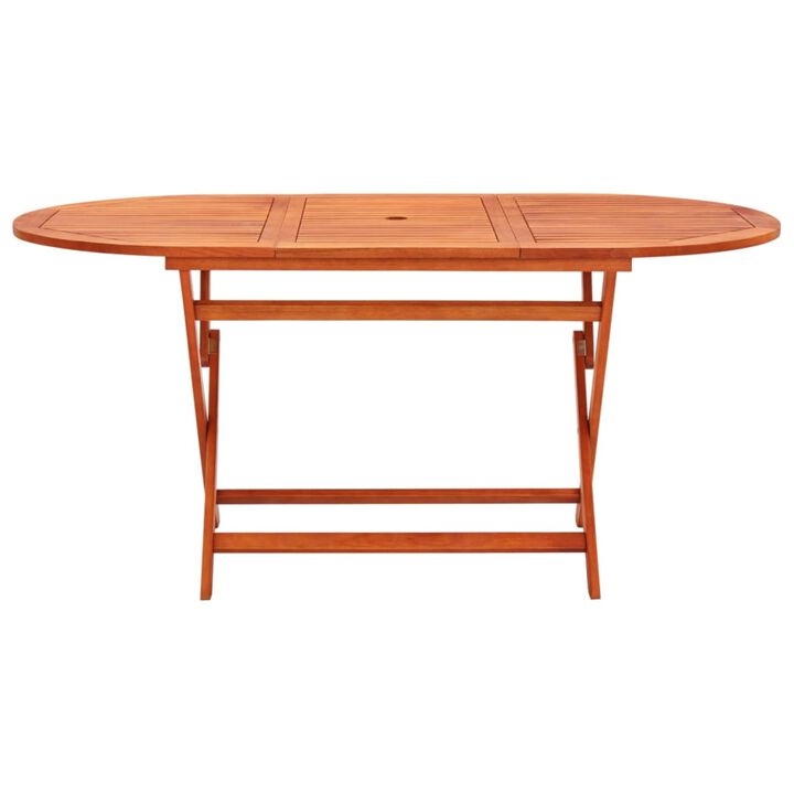 vidaXL Folding Garden Table 63"x33.5"x29.5" Solid Eucalyptus Wood