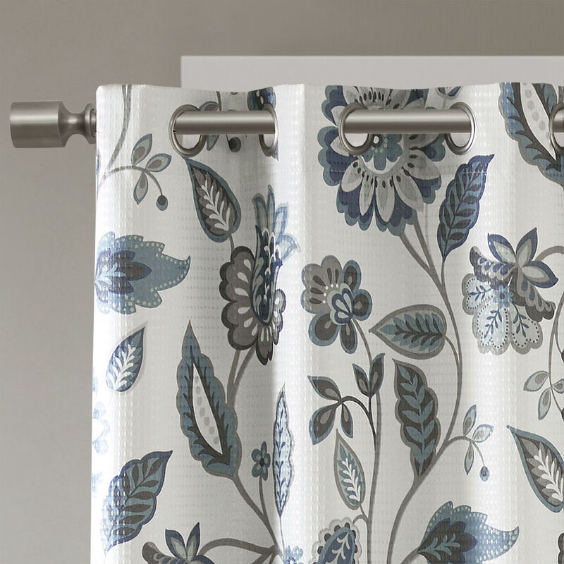 Gracie Mills Icarus Floral Jacquard Printed Room Darkening Curtain Panel - 50x95"