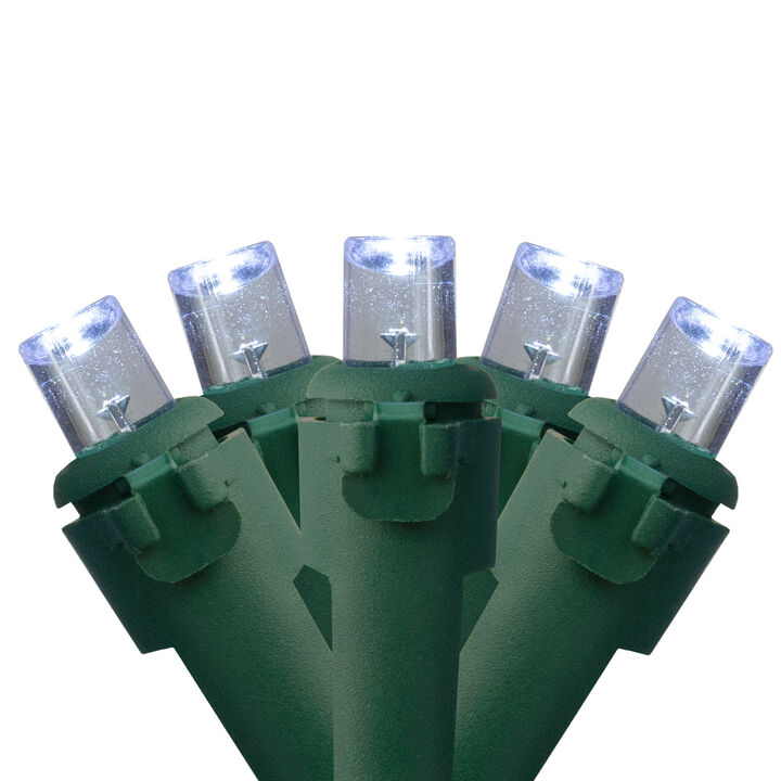300 Pure White LED Wide Angle Mini Christmas Lights - 74.75 ft Green Wire