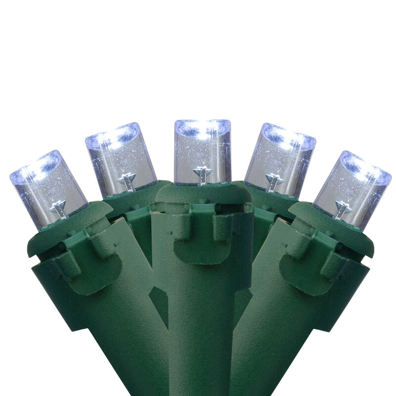 300 Pure White LED Wide Angle Mini Christmas Lights - 74.75 ft Green Wire