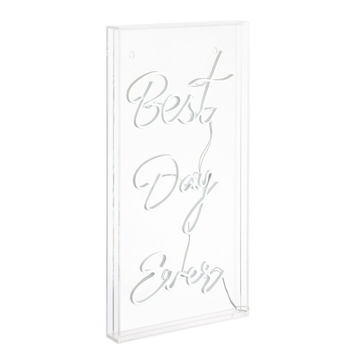 Best Day Ever 11.75" X 23.63" Contemporary Glam Acrylic Box USB Operated LED Neon Light